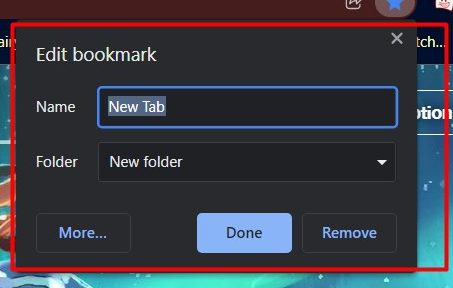 Choose name and folder name