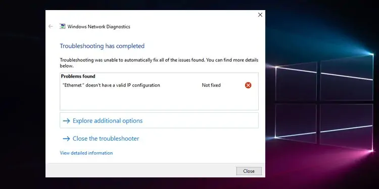 Ethernet Doesn’t Have a Valid IP Configuration [Fixed]