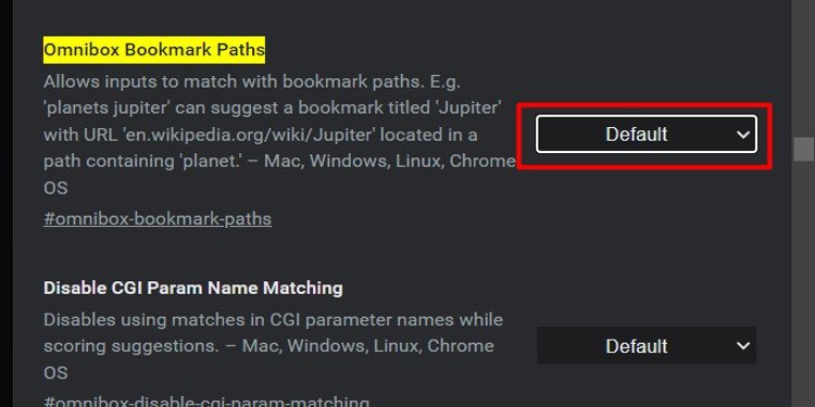 Omnibox bookamrk path