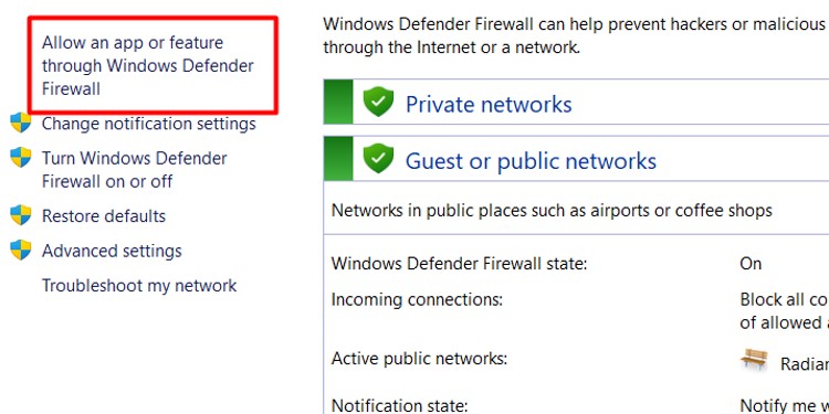 allow app in firewall
