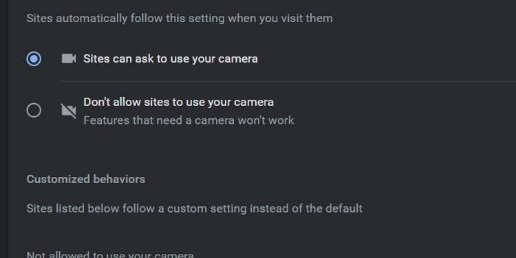 camera setting on chrome