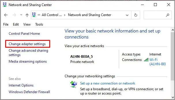 change-adaptor-settings
