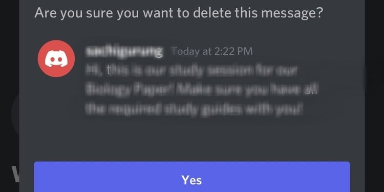 Discord chat delete androud