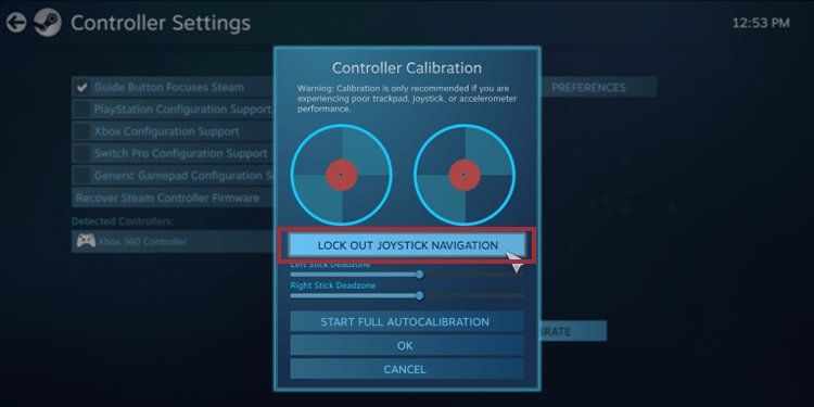 controller calibration on Steam