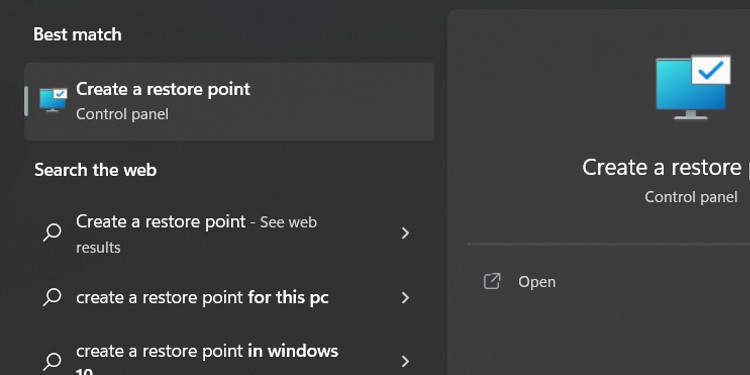 create restore point