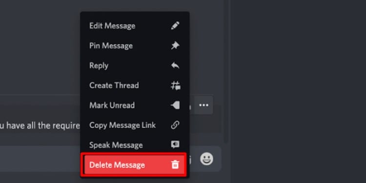 delete message in discord