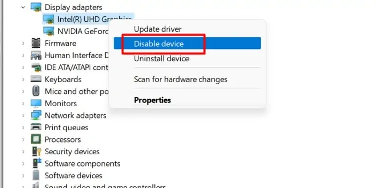 disable-intel-graphics-card