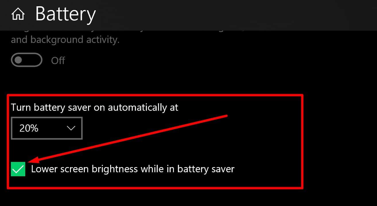 Lower Screen Brightness while in battery saver