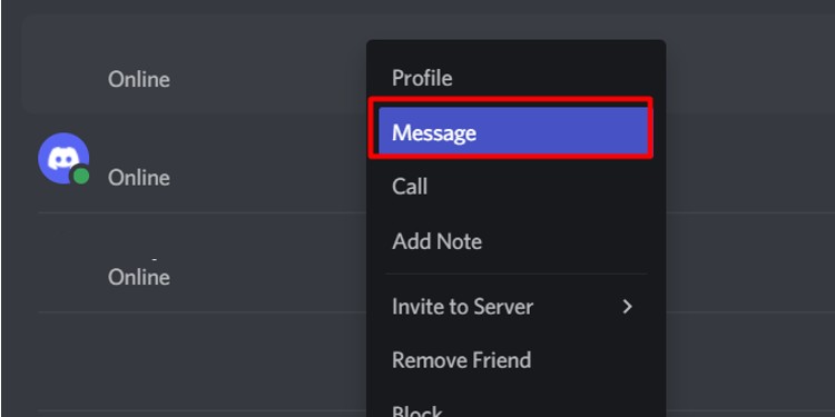 message in discord