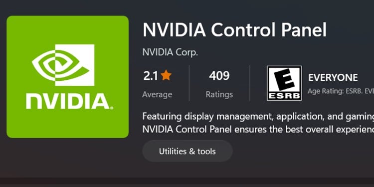 nvidia control panel on store