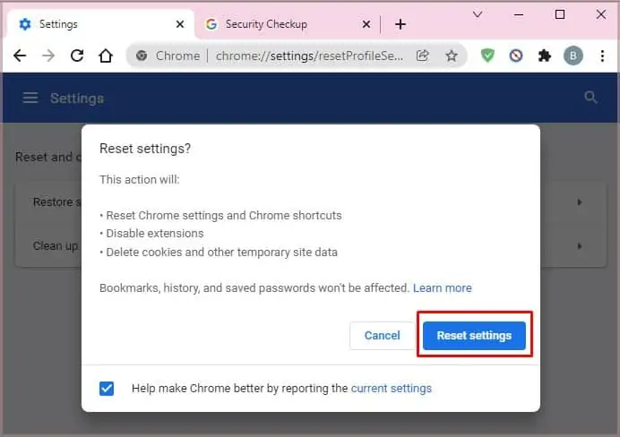 Google Chrome Not Saving Passwords - 13 Ways To Fix It 35 reset-settings-1