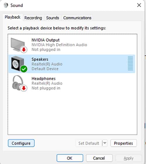 sound configure