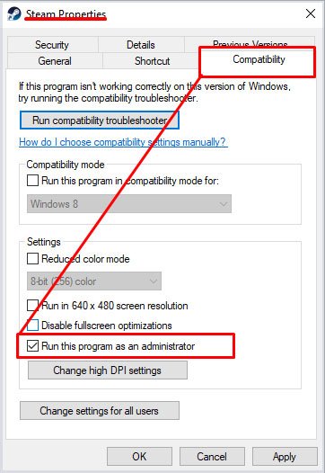 steam-run-as-an-admoninistrator