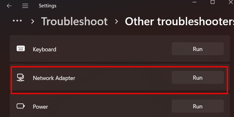 troubleshoot network adapter
