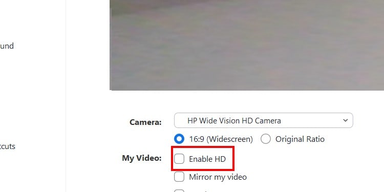 uncheck hd option