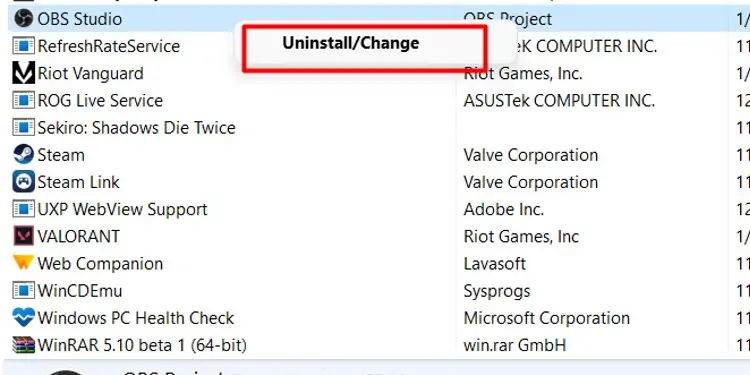 uninstall-obs