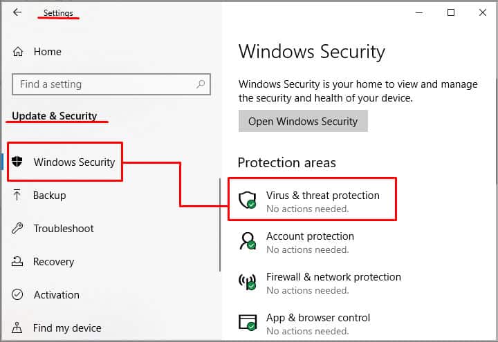 virus and threat protection