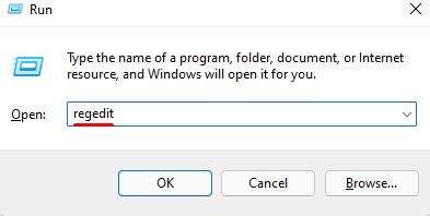 run regedit