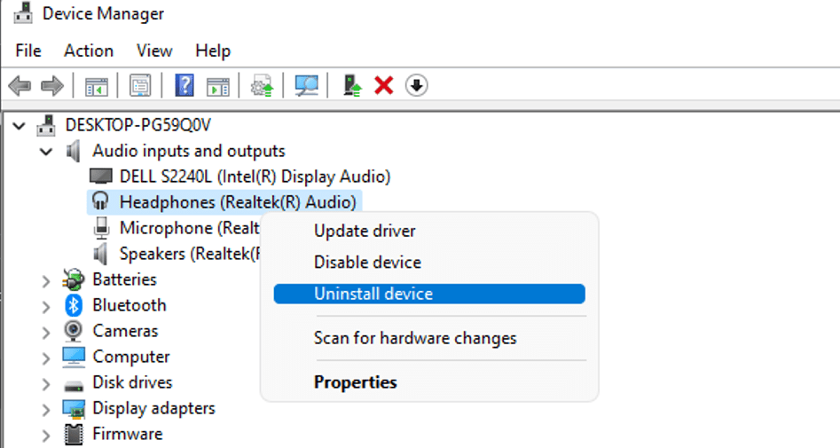 uninstall driver