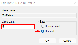 change TdrDelay value