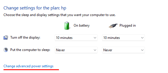 change advanced power settings