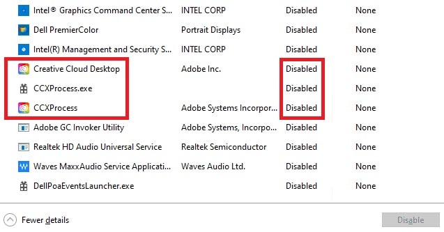 Disable CCXProcess at startup from task manager