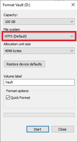 File Explorer Format Window