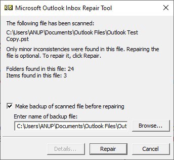 Repair using Scanpst