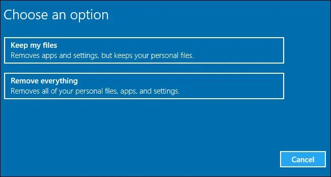 How to Fix Windows 10 Stuck on Preparing Automatic Repair Loop 23 Reset-PC-Keep-Files