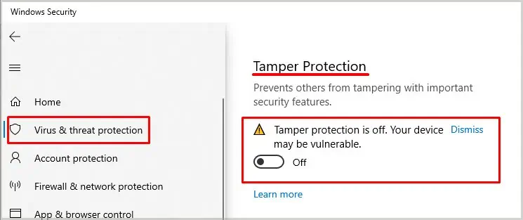 Tamper-protection-off