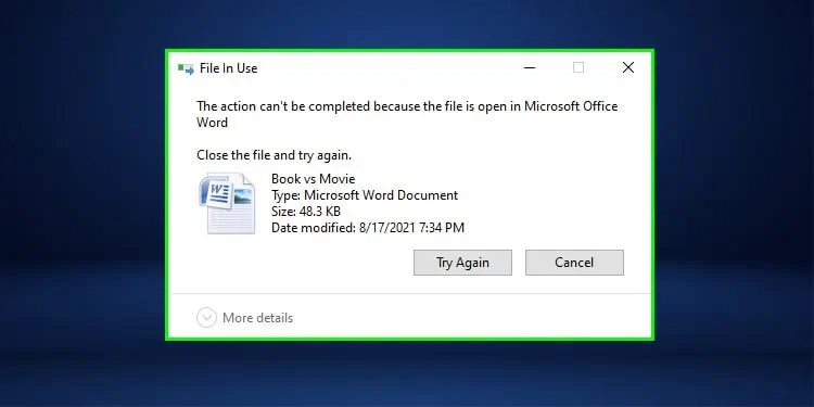 Fix: This Action Cannot Be Completed Because the File Is Open