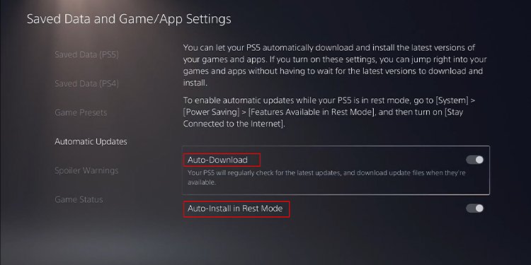 auto download updates ps5