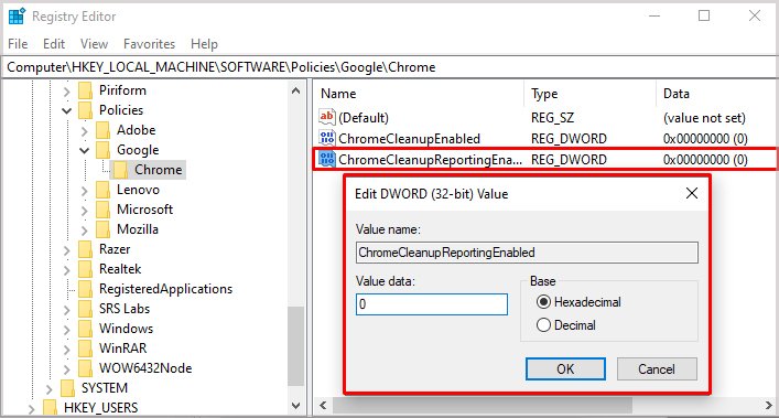 chrome-cleanupreporting-set-value-to0