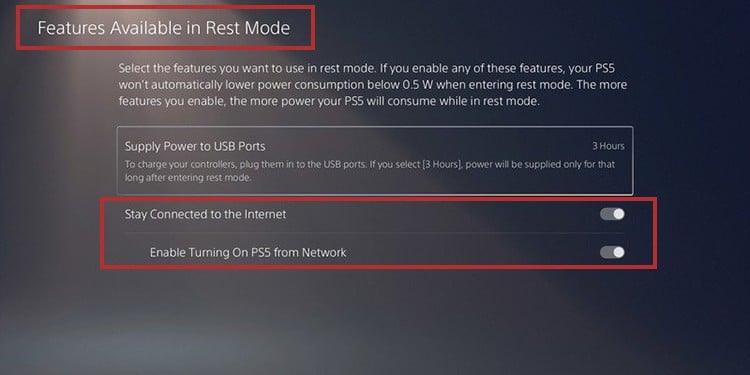 enable rest mode features 