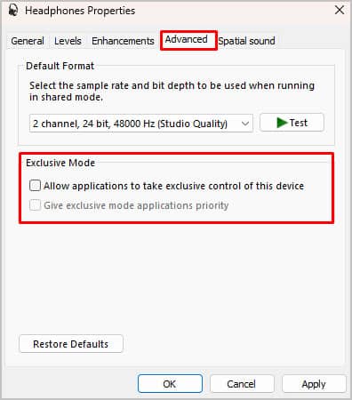 exclusive-mode
