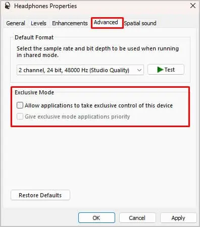 exclusive-mode