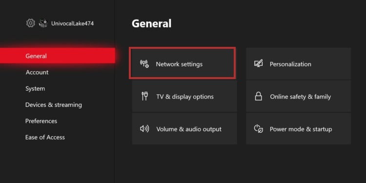 xbox general network settings