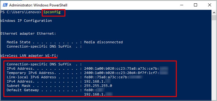 ipconfig