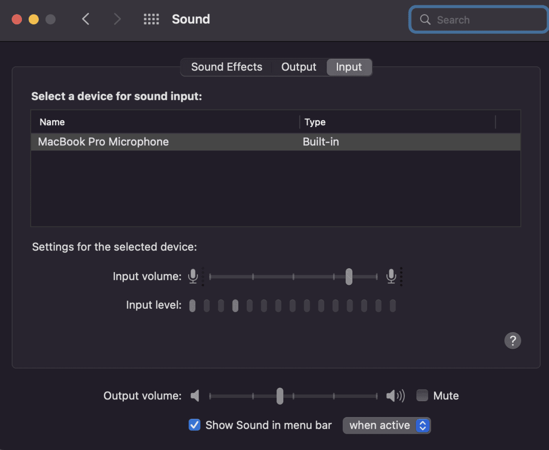 mac sound input properties