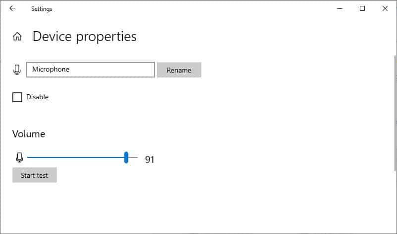 microphone device properties