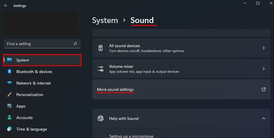 more sound settings