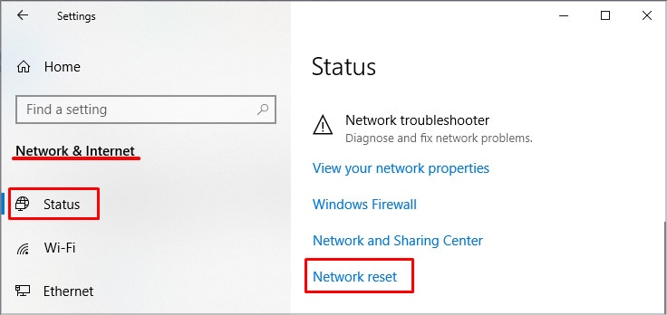 Network reset