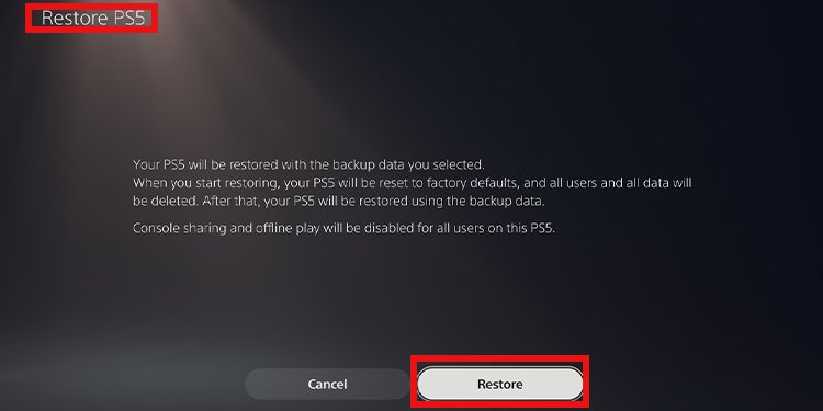 restore ps5