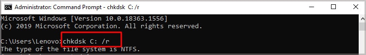 running-chkdsk-command