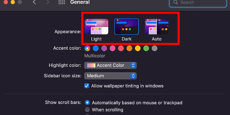 select light mode