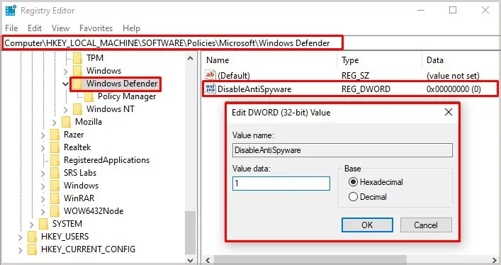 set-value-to-disable-antispyware-to-1