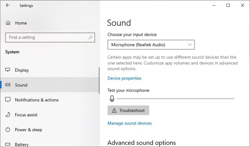 sound system settings microphone
