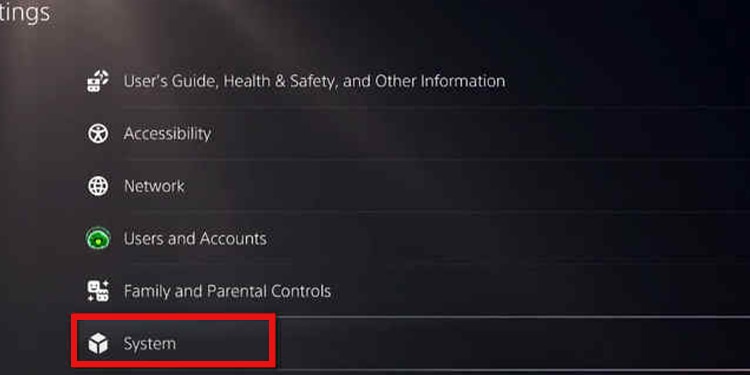 system menu ps5