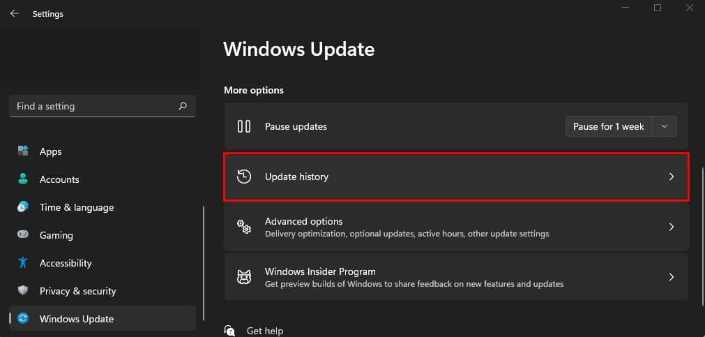 windows update history