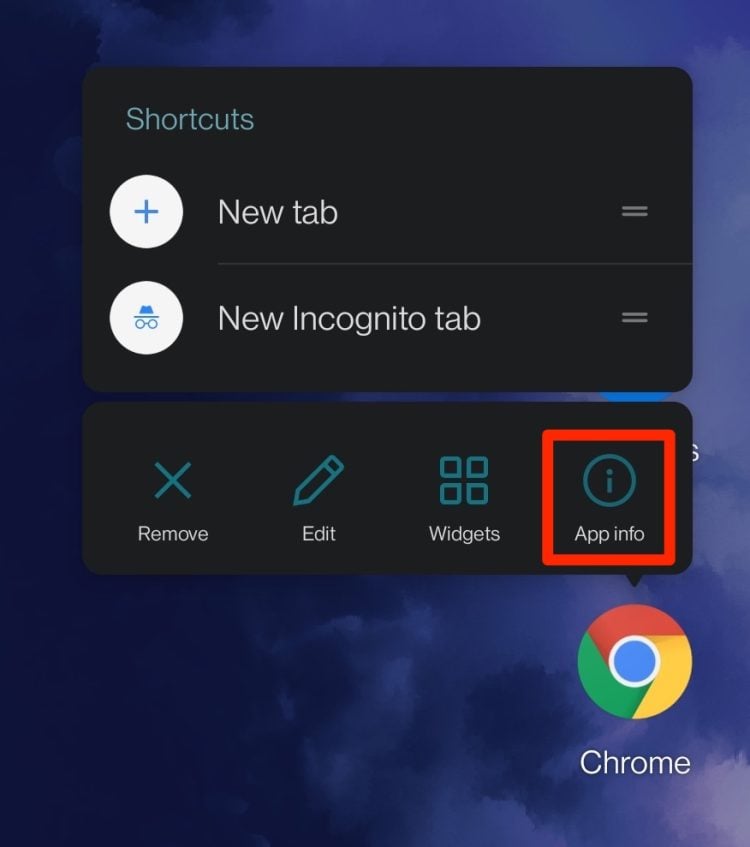 Clear Chrome App Cache